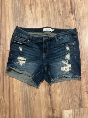 Torrid Dark Blue Distressed Denim Shorts